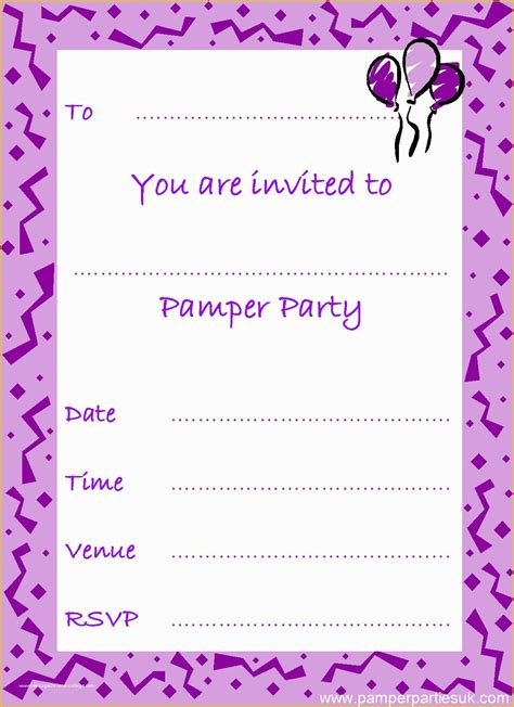 Printable Blank Birthday Invitations