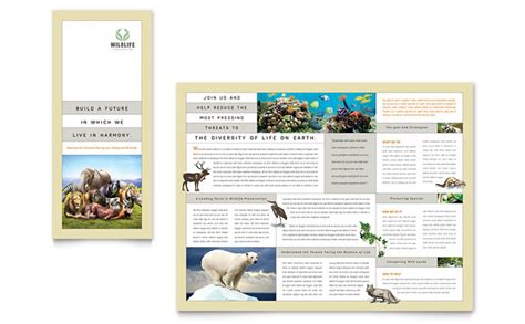 Nature And Wildlife Conservation Tri Fold Brochure Template Design