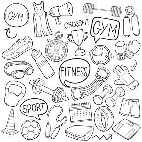 Gym Fitness Sport Doodle Icon Sketch Vector Art Stock Vector 79984985