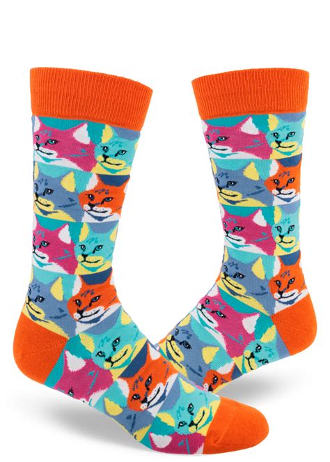 Pop Art Cat Mens Socks Modsocks Novelty Socks