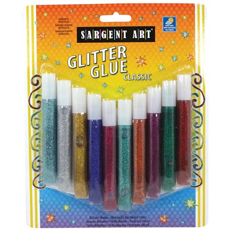 Washable Classic Glitter Glue Tubes 10ml 10 Pack Sar221894