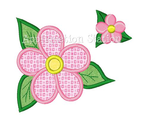 Tropical Flower With Mini Applique Machine Embroidery Design
