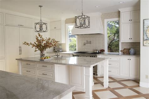 Kitchen Remodel White Cabinets Inlaid Marble Floors Design By Nicole