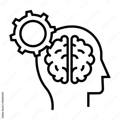 Human Brain With Gear Symbol Rational Thinking Icon Logical Reasoning