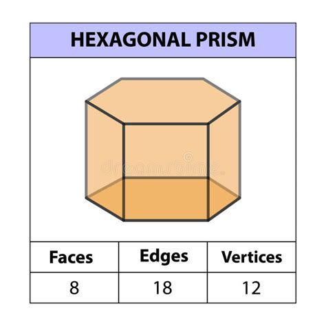 Hexagonal Prism Faces Edges Vertices Geometric Figures Set Isolated