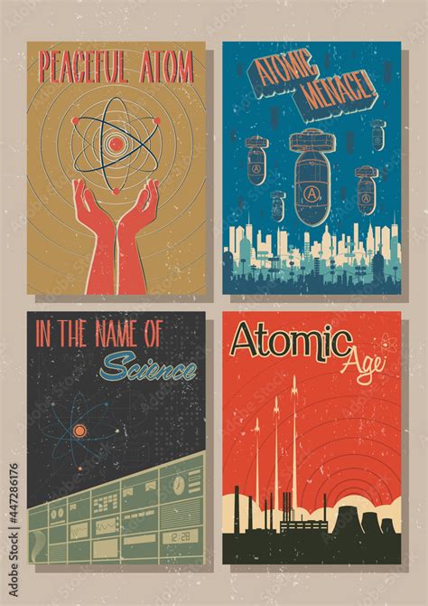 Atomic Age Science Propaganda Posters Stylization Vintage Posters With