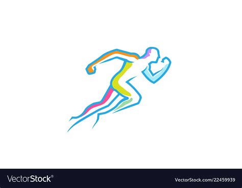 Running Abstract Man Colorful Lines Logo Vector Image