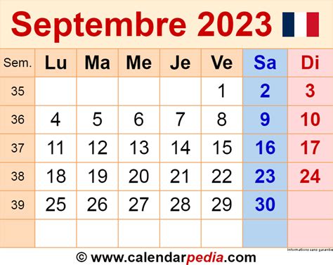 Calendrier Septembre 2023 Excel Word Et Pdf Calendarpedia Images