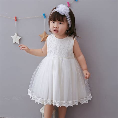 2018 New White Children Girl Baby Infant Baptism Gowns Lace Newborn