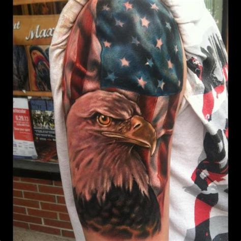 Bold Eagle And American Flag Tattoo By Johnny Smith Art Dubuddhaorg