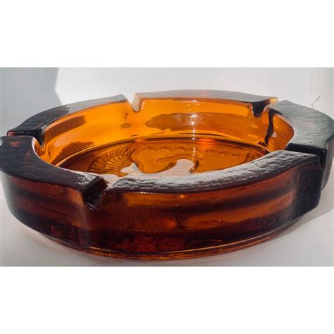 Vintage Extra Large Federal Eagle Amber Glass Ashtray Chairish