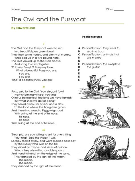 the owl and the pussycat pdf poetry