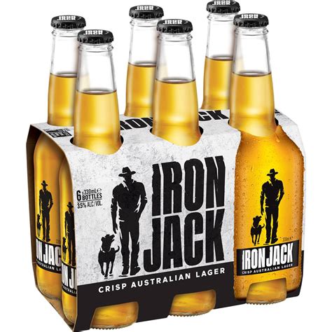 iron jack crisp australian lager bottles 330ml x 6 pack woolworths