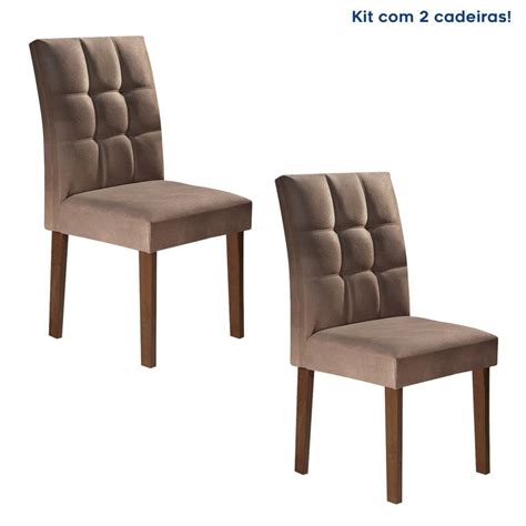 Kit 2 Cadeiras Estofadas Hobby Espresso Móveis em Suede Marrom 99 cm x