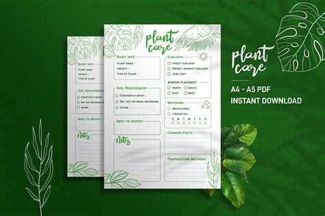 Plant Care Guide Printable Plant Care Sheet Digital Etsy Plant Care