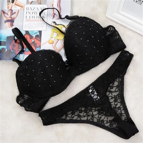 34 Cup 2017 Women Lace Drill Bra Set Cd Cup Push Up Underwear Set Bra In Bra And Brief Sets From