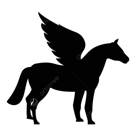 Black Silhouette Of Pegasus In Flat Style Vector Vector Stallion