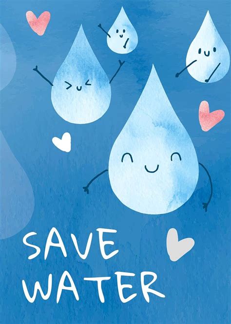 Editable Environment Poster Template Vector With Save Water Text In Watercolor Premium Image