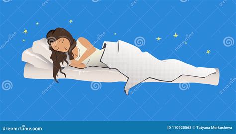 Young Sleeping Woman Doodle Hand Drawn Vector Linear Illustration Royalty Free Cartoon