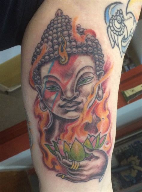 For religious naturalists or anyone with an intimate connection to nature, this is a perfect and easy to cover up option! Ziggy Stardust Buddha tattoo. | Buddha tattoo, Tattoos ...