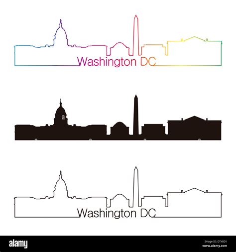 Washington Dc Skyline Linear Style With Rainbow Stock Photo Alamy