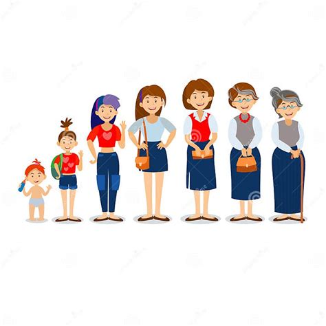 Generations Woman People Generations At Different Ages Stock Vector