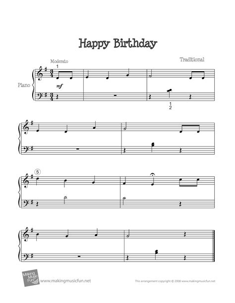 Happy Birthday Piano Sheet Music Printable