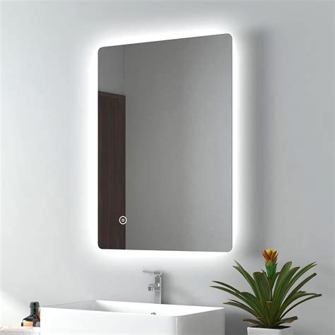 Buy Emke Backlit Illuminated Bathroom Mirror With Lights 800x600mm Wall Ed Multifunction Led