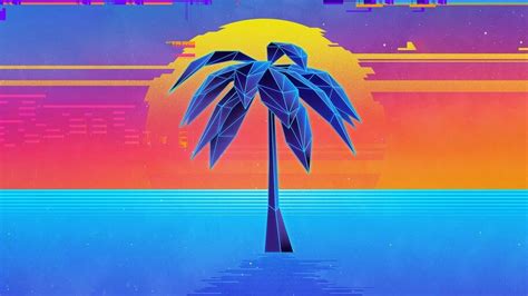 Sunset Palm Tree Digital Art 4k 42025 Wallpaper