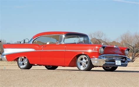 57 Chevy Wallpaper Red 57 57 Chevy Cars Chevrolet Chevy Classic Car Hot Rod Muscle