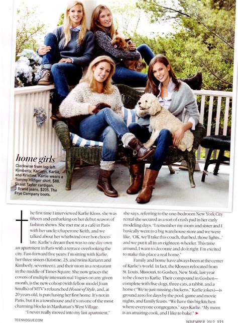 Karlie Kloss And Her Sisters Pose For Teen Vogue November 2012 The Front Row View
