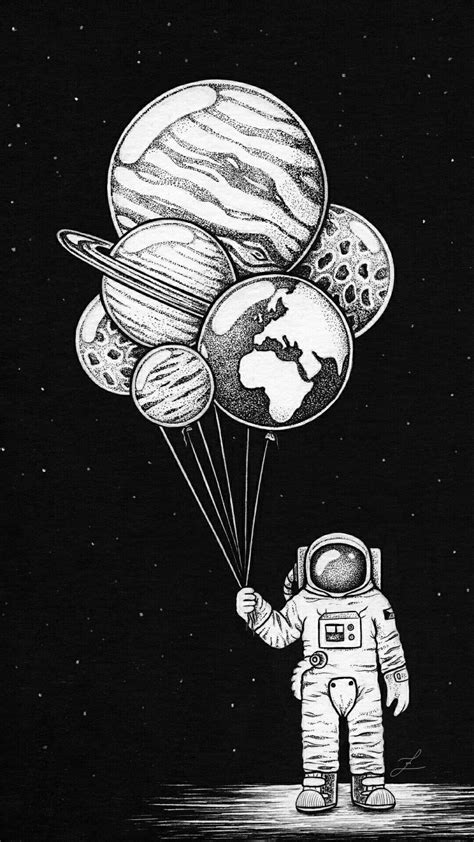Black And White Space Drawings