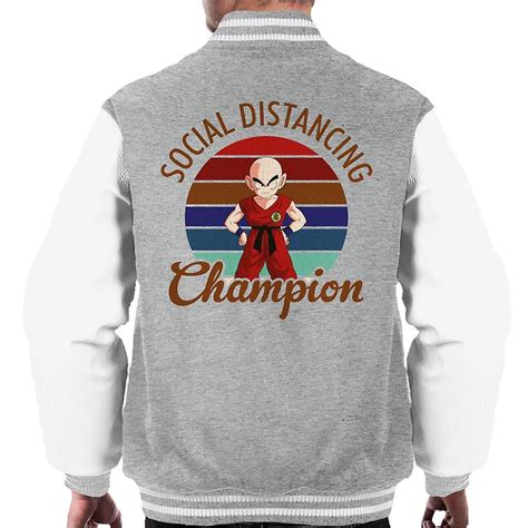 Champion x dragon ball z. Krillin Dragon Ball Z Social Distancing Champion Men's Varsity Jacket | Fruugo UK