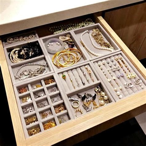 Diy Jewelry Drawer Organization Velvet Storage Trays Tiroir à Bijoux