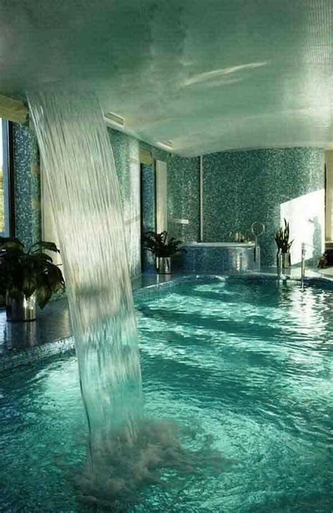 Indoor Pool With A Waterfall Yes Indoor Waterfall Romantic