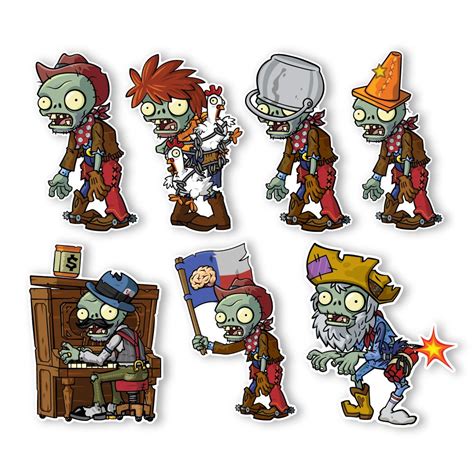 Plants Vs Zombies 2 Wall Decals Special Wild West Zombies Set I