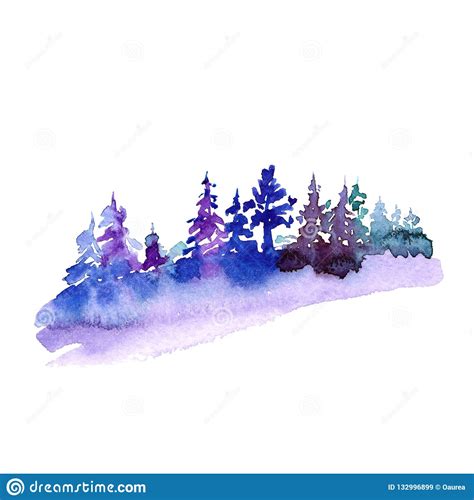 Christmas Tree Watercolor Winter Card New Year Greeting Card Stock