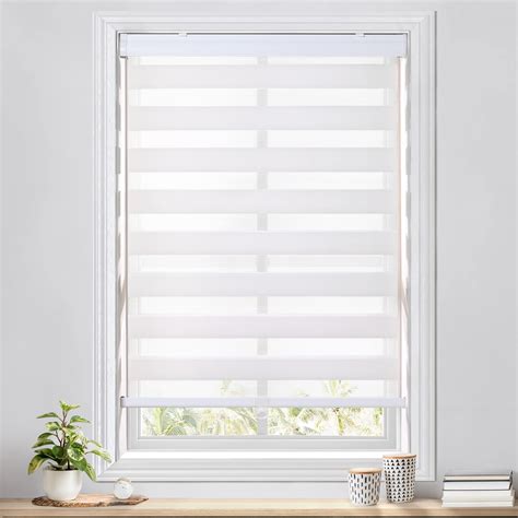 Lazblinds Cordless Dual Layer Zebra Roller Shades Light Filtering