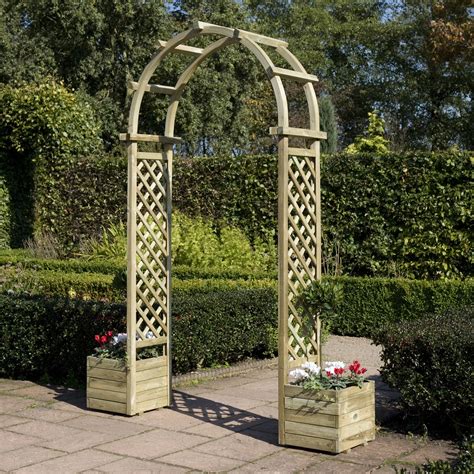Rowlinson Softwood Round Top Arch With Planters Departments Diy At Bandq