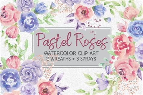 Pastel Roses Watercolor Clip Art Mini Bundle