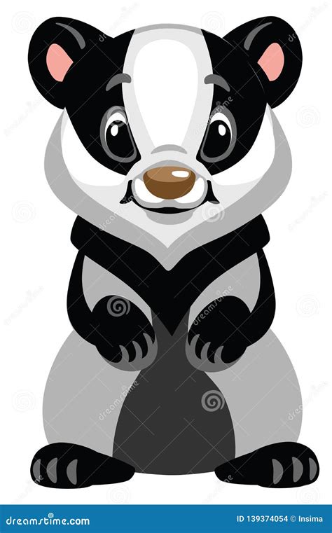 Cartoon Badger Animal Isolated On White Background
