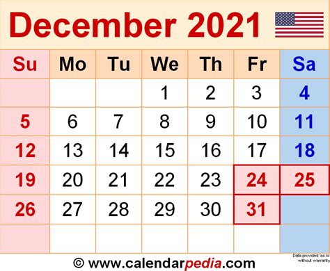 January 2021 To December 2021 Calendar Printable Layouts Include