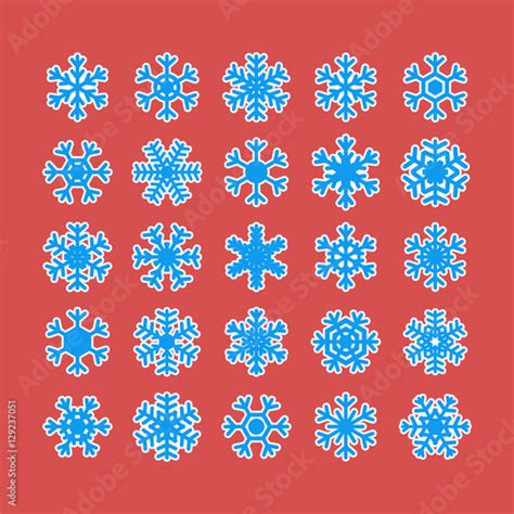 Set Of Different Snowflakes Isolated On White Background Snowfl