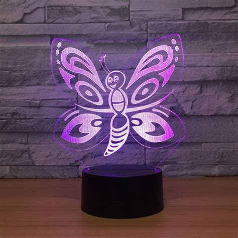 New Butterfly 3d Led Night Lamp Seven Colors Touch Control Led Visual