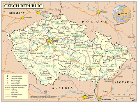 Large Detailed Political Map Of Czech Republic With All Cities Roads And Airports 