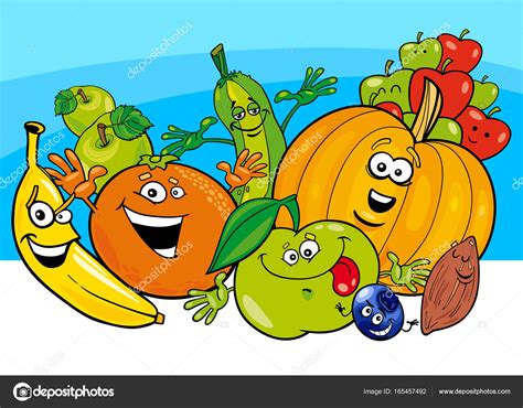 Cartoon Vegetable And Fruit Characters — Stock Vector