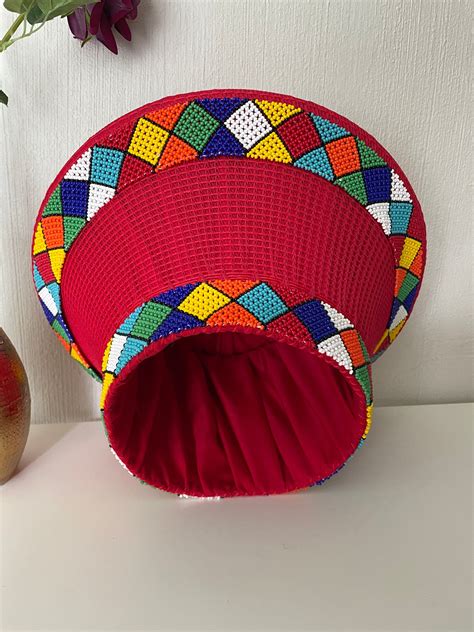 Zulu Bucket Hats With Decorative Beads Available In Various Colours Zulu Placemat Sets