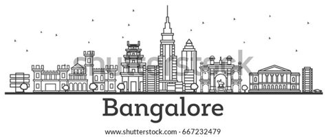 Outline Bangalore Skyline Historic Buildings Vector Stock Vector