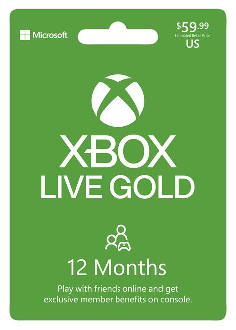 Microsoft Xbox Live 12 Month Gold Membership Xbox Live 12m Gf18 5999