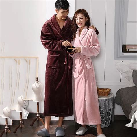 Thicken Sleepwear Women Flannel Robe Long Nightdress Winter Warm Kimono Bathrobe Gown Oversize